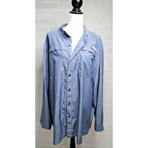 Habit Men's Vented Long Roll Tab‎ Sleeve Blue Check Fishing Shirt 2XL